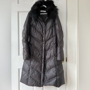 Genuine fox fur trimmed down coat